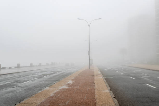 istock Empty Foggy Avenue, Montevideo, Uruguay 1272845792