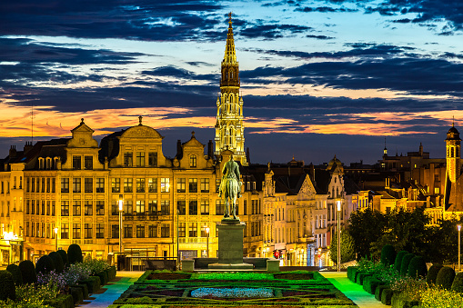 Cityscape of Brussels in a beautiful summer night, Belgium