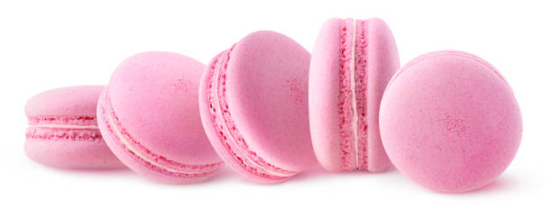 istock Isolated strawberry macaroons in a row 1272847046