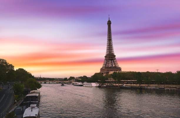 istock Sunset over the the Eiffel Tower in Paris, France 1272849056