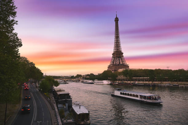 istock Sunset over the the Eiffel Tower in Paris, France 1272849086