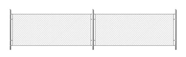 ilustrações, clipart, desenhos animados e ícones de cerca de ligação de corrente metálica, segmento da grade rabitz - barbed wire wire isolated nobody