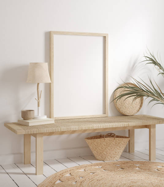 istock Mock up frame with minimal decor close up in home interior background 1272852158