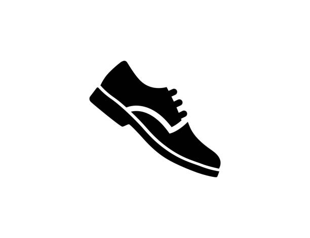 ilustraciones, imágenes clip art, dibujos animados e iconos de stock de icono de zapato de hombre. símbolo de zapato de cuero del hombre aislado - vector - dress shoe