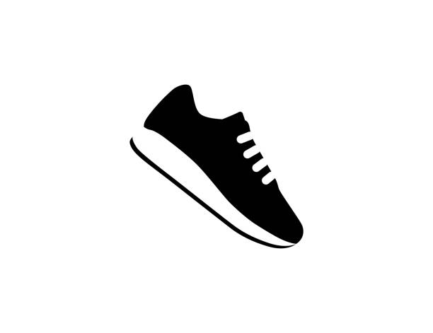 illustrazioni stock, clip art, cartoni animati e icone di tendenza di icona scarpa da corsa. simbolo sneaker isolato - vector - sports competition format