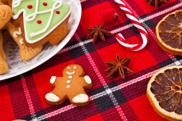 istock Christmas greeting card with cookies and spices 1272854827