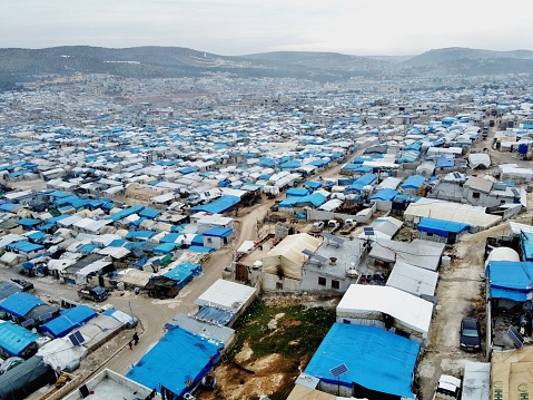 Refugee camps are taking place in Syria's border with Turkey.
