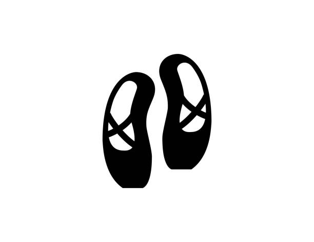 ilustraciones, imágenes clip art, dibujos animados e iconos de stock de icono de zapatos de ballet. símbolo de zapatos de bailarina de ballet aislado - vector - ballet shoe dancing ballet dancer