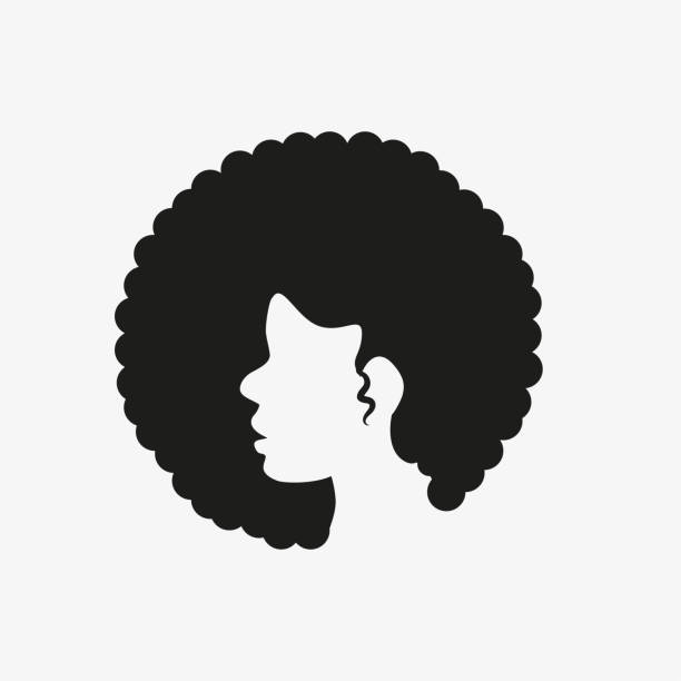 afrikanische schwarze frau symbol logo vektor. - afro stock-grafiken, -clipart, -cartoons und -symbole