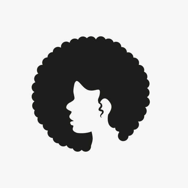 African black woman icon logo vector. African black woman icon logo vector. afro hairstyle stock illustrations