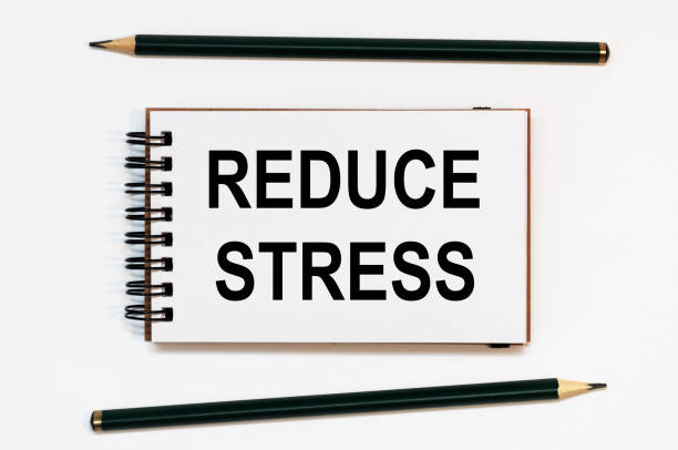 istock WHITE SPIRAL NOTEBOOK, TWO PENCILS WITH TEXT REDUCE STRESS 1272855943
