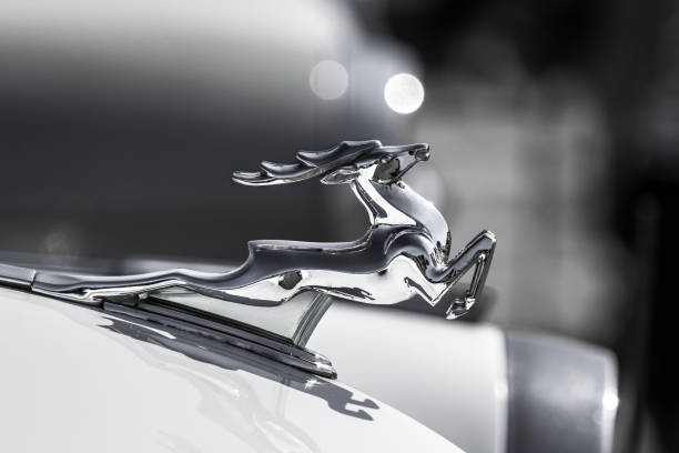 istock Chromed figure of a galloping deer in profile 1272859327