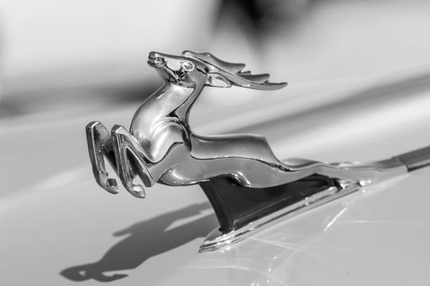 istock Chromed figure of a galloping deer in profile 1272859377