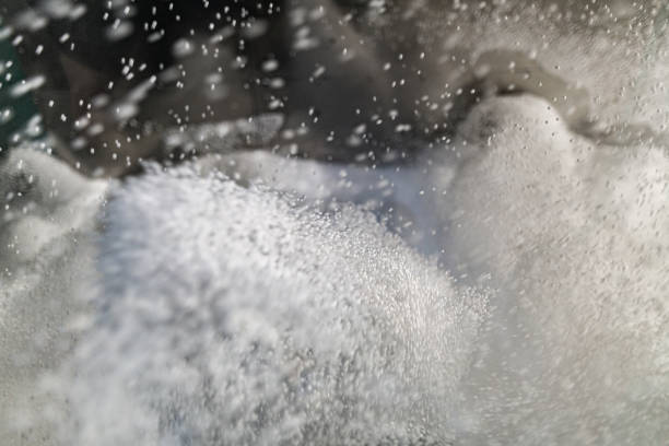 Industrial production of polystyrene foam insulation panels or plates. The process of conversion of pre-expanded polystyrene beads under the action of temperature 120 or 160°C in the heating chamber.