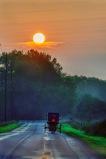 istock Amish Buggy on Rural Road Early Morning 1272867650