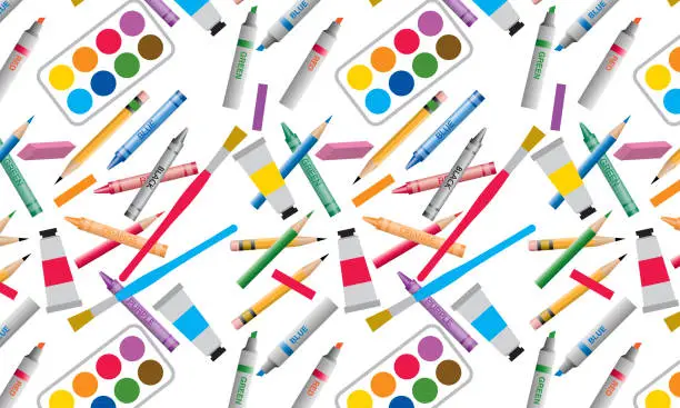 Vector illustration of Art supplies pattern 2