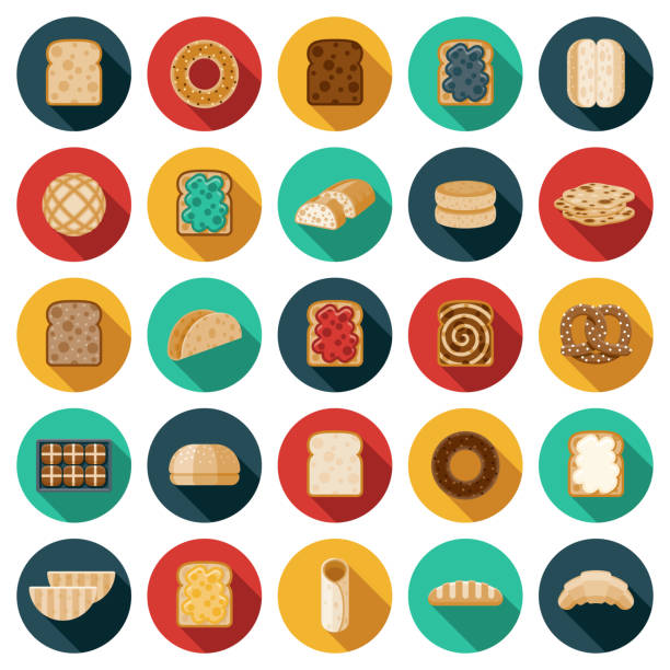 パンアイコンセット - 食パン点のイラスト素材／クリップアート素材／マンガ素材／アイコン素材