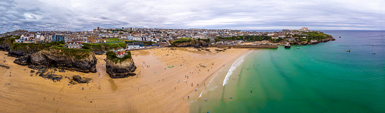 Aerial view of Newquay in Cornwall, UK