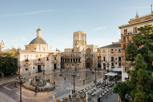 Plaza de la Virgen de Valencia y catedral desde arriba photo