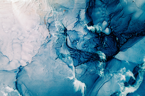 blue acrylic ink marble texture frozen water white