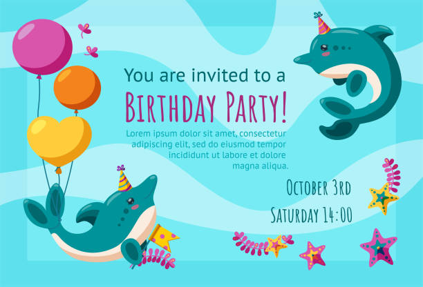  Fiestas De Cumpleaños De Delfín Ilustraciones, gráficos vectoriales libres de derechos y clip art