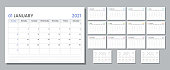 istock Planner 2021 year. Calendar template. Vector illustration. Table schedule grid. 1272890307