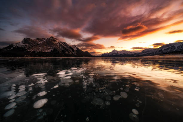 istock Abraham Lake in sunrise in winter 1272900119