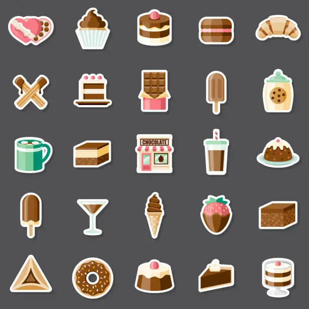 Vector illustration of Chocolate Shop Sticker Set