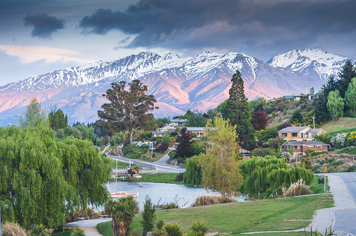nature landscape in beautiful scenic of wanaka and arrowtown town most popular traveling destination in south island new zealand