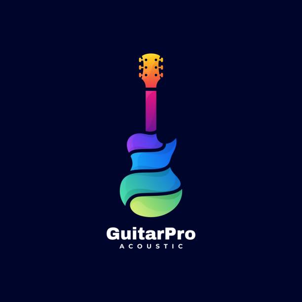 wektor ilustracja guitar pro gradient kolorowy styl. - gitara akustyczna obrazy stock illustrations