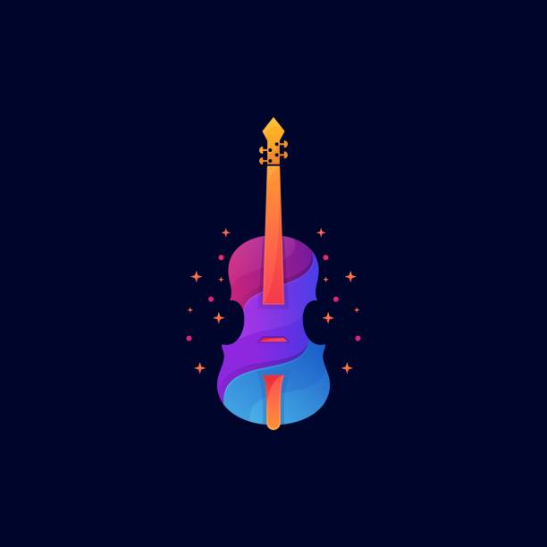 wektor ilustracja skrzypce gradient kolorowy styl. - guitar classical music classical style jazz stock illustrations