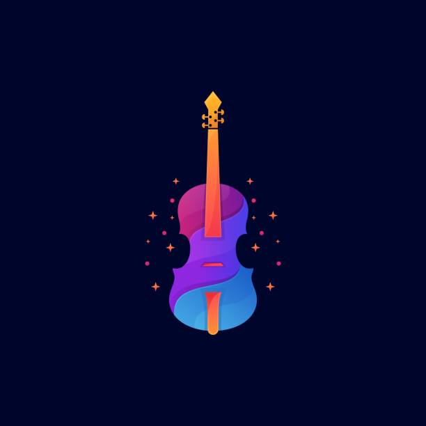 vector minh họa violin gradient phong cách đầy màu sắc. - nhạc cổ điển hình minh họa sẵn có