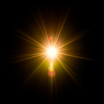 Destello ligero de la naturaleza el sol para su uso en el efecto sobre el fondo negro photo