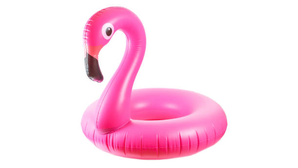 istock Pink pool. Inflatable flamingo for summer beach isolated on white background. Pool float party. 1272918082
