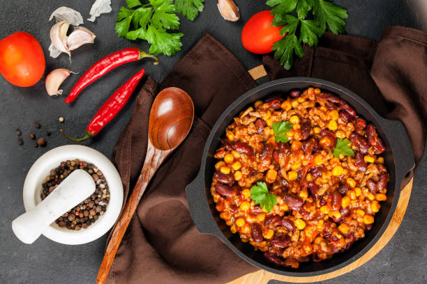 istock Chili with meat in frying pan 1272918231