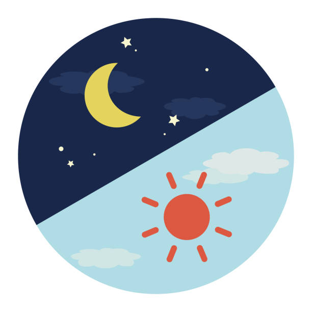 illustration of simple night and morning. round shape Icons.(Top left to night and morning) illustration of simple night and morning. round shape Icons.(Top left to night and morning) day and night stock illustrations