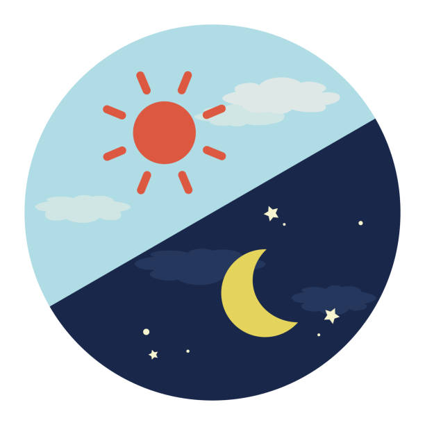 illustration of simple Morning and night. round shape Icons.(Top left to morning and night) illustration of simple Morning and night. round shape Icons.(Top left to morning and night) day and night stock illustrations