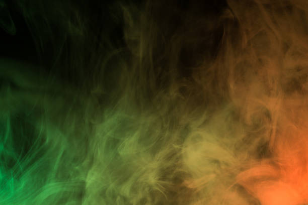 Colorful smoke close-up on a black background