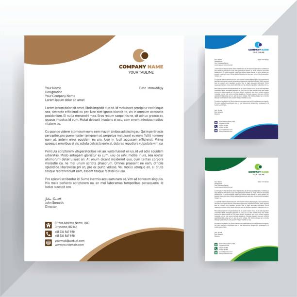 creative corporate letterhead design template, modern company letterhead, diamond professional business letterhead - 13603 stock illustrations
