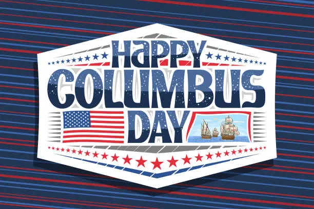 Vector illustration of Vector label for Columbus Day