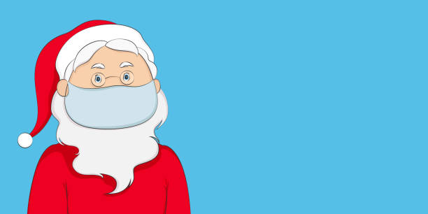 istock Santa Claus in medical mask. New Year 2021 conceptual poster with copy space. Vector illustration 1272930717