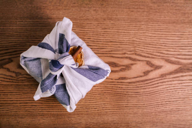 istock Christmas furoshiki wrapping. Zero waste concept. 1272935016