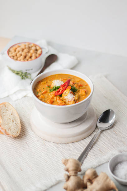 Vegan Chick-pea Curry with chili and vegetables
