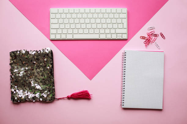 istock Pink desk for organized lively people 1272944137