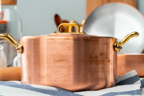 istock Close up of modern kitchen interior with copper cookware 1272946023