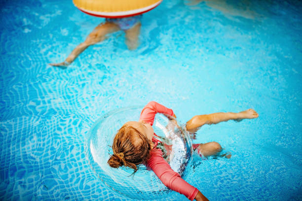 sunny is funny - above ground pool imagens e fotografias de stock