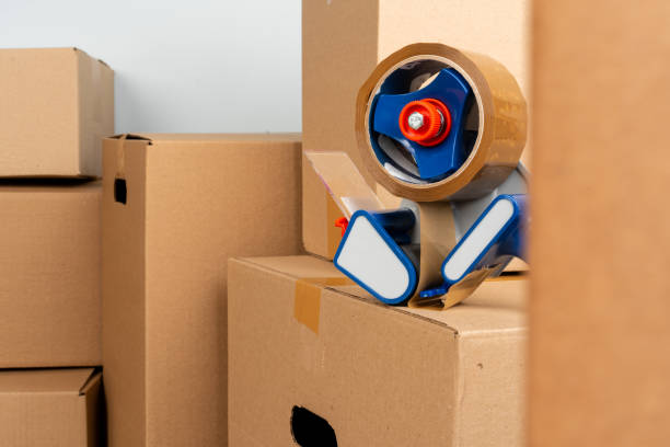 istock Close up photo of a stack of moving boxes 1272947534