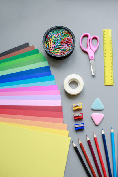 istock Directly above colorful school supplies 1272947835