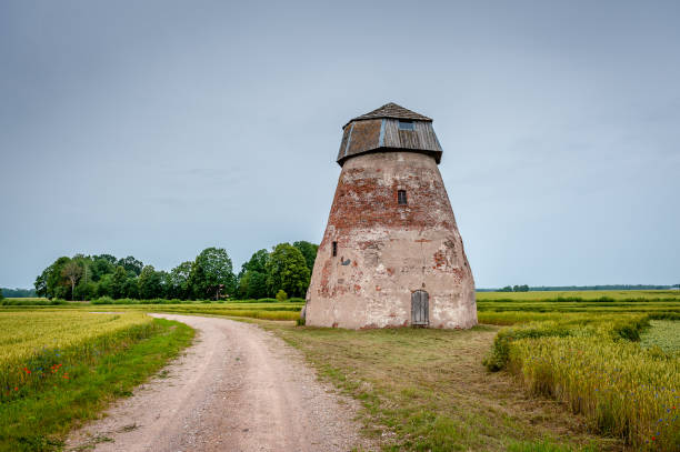 istock Rural road leading through the fields to the abandoned windmill 1272948048