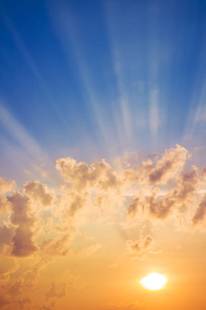 istock Photo of beautiful sunset, evening sky with sun rays. 1272948270